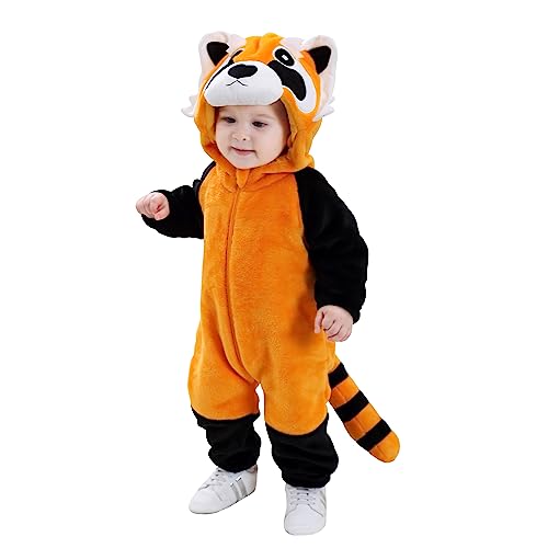 TONWHAR Infant And Toddler Halloween Cosplay Costume Kids' Animal Outfit Snowsuit(12-18 Months/Height:29'-31',Raccoon)