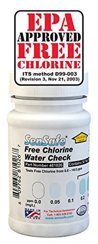 Industrial Test Systems SenSafe 481026 Free Chlorine Test Strip | USEPA Approved Method D99-003 | 0-6ppm | 0.05ppm Detection | No Bleach-Out | Bottle of 50 | Drinking Water, Food Service, Restaurant
