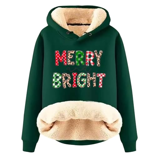 Open Front Coat For Women Christmas Deals 2023 Hoodies for Women Oversized Sweatshirt Plus Size Sweaters Christmas Printed Warm Plush Hooded Pullover Jacket