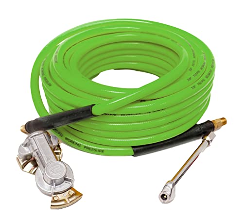 Torque Heavy Duty Truck Tire Inflator Kit, Including 3/8' x 50 ft Air Hose, Universal GladHand & Dual Foot Chuck, Glad Hand Air Hose Kit, 300 PSI (TR63051G)