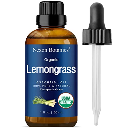 Organic Lemongrass Essential Oil 30 ml - Natural, Pure Lemongrass Oil for Diffuser, Aromatherapy - Lemon Grass Essential Oil for Skin Use, Hair Care - Undiluted - Nexon Botanics