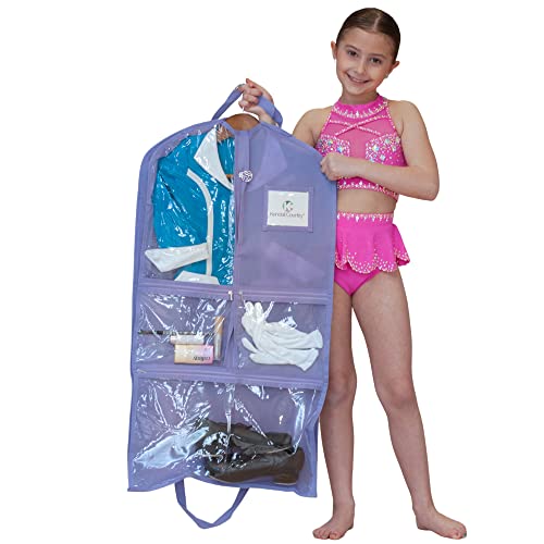 Waterproof Hanging Garment Bag 35 inch Clothes Bag with Gusset, 5 Pockets & Side Zip for Dance Costumes, Skating, Theatre, Beauty Pageants & More. Best for younger performers and small costume pieces.