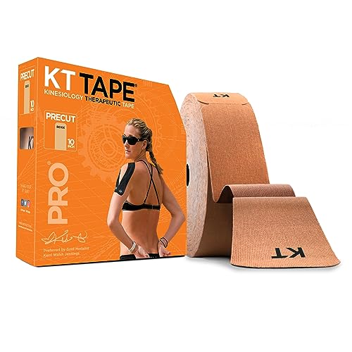 KT Tape, Pro Synthetic Kinesiology Athletic Tape, 150 Count, 10” Precut Strips, Stealth Beige