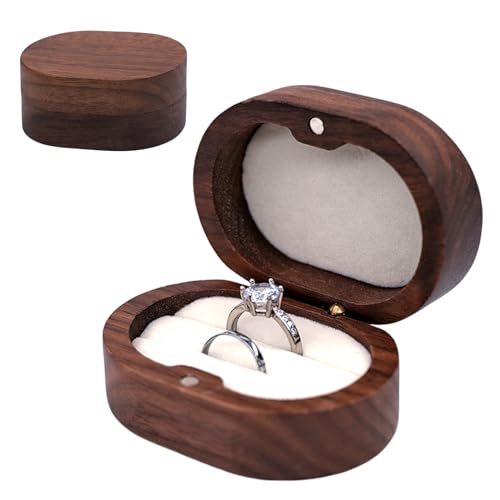 JYCMMFC Ring Box, Wedding Ring Box for Proposal, Engagement, Handmade Wooden Rustic Ring Holder, Ring Storage Box Stocking Stuffers Her Valentine's Day Christmas Gift Thanksgiving Gift (2 Slots White)