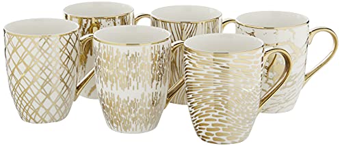 Certified International 26540SET6 Matrix 16 oz. Gold Plated Mugs, Set of 6, 5' x 3.25' x 4.5', Multicolored