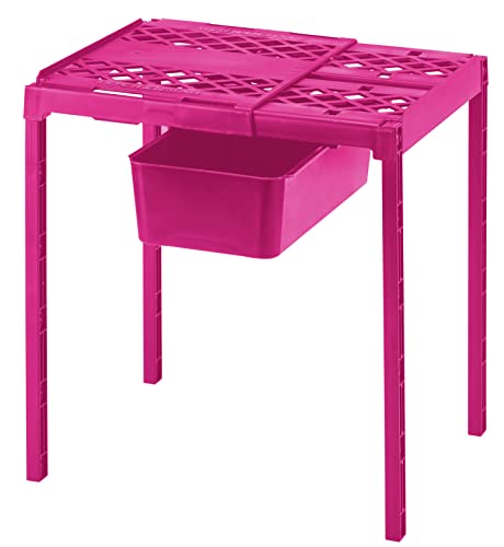 LockerMate Adjust-A-Shelf Locker Shelf & Organizer, Extends to Fit Your Locker, Includes Storage Drawer, Pink