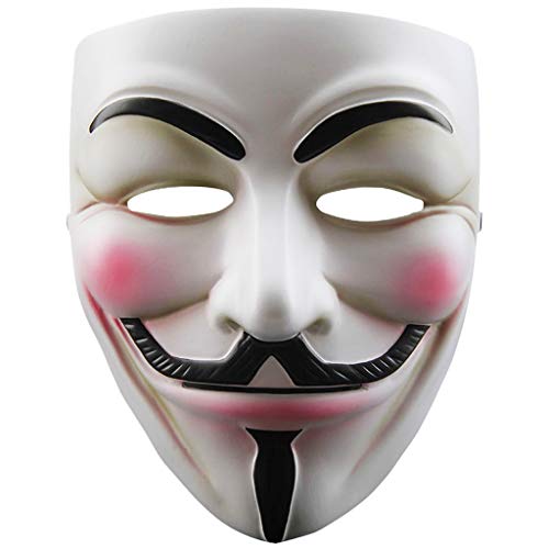 ZLLJH V for Vendetta White Resin Mask, Guy Fawkes Anonymous Cosplay Costume Party Masks