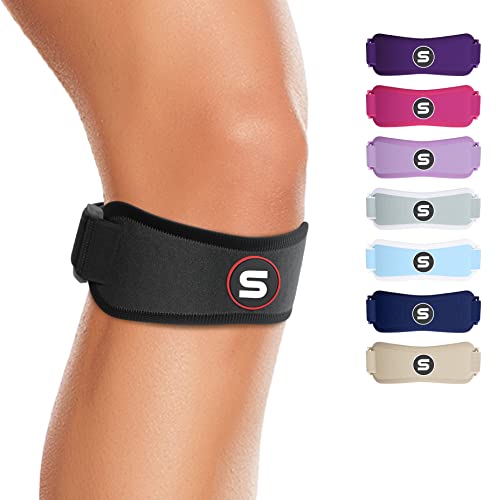 Sleeve Stars Patellar Tendon Support Strap Osgood Schlatter Knee Brace for Kids, Youth, Women & Men w/ 3 Lengths, Swedish Brand Patella Knee Strap Support Band for Arthritis, Tendonitis & Pain (Black)