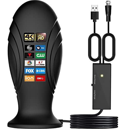 BTFDREEM TV Antenna Indoor,Antenna TV Digital Hd Indoor, TV Antenna for Local Channels, Amplified Signal Booster Support 4K 1080p and All Old TVs,with High Performance Coax Cable.(Black)