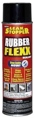 Leak Stopper Rubber Flexx Leak Repair & Sealant Spray 18 Oz | Just Point & Spray for Making basic repairs on wood, asphalt roofing, metal and masonry surfaces | 100 % Flexible Seal | Black | - 0316-GA