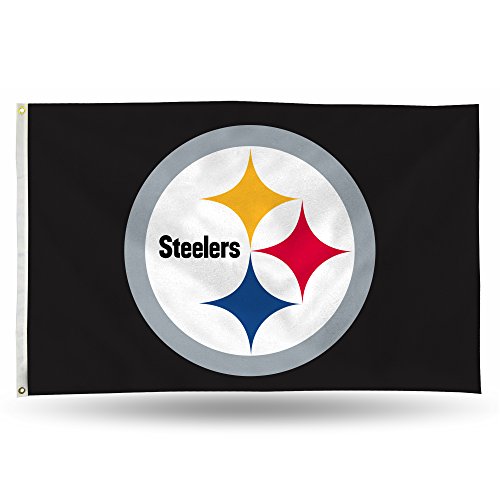 Rico Industries NFL Pittsburgh Steelers 3-Foot by 5-Foot Single Sided Banner Flag with Grommets
