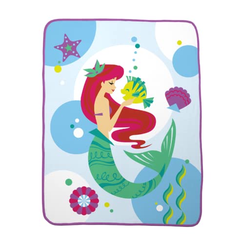 Franco Disney's The Little Mermaid Ariel Kids Bedding Soft Plush Micro Raschel Throw, 46 in x 60 in, (Official Disney Product)