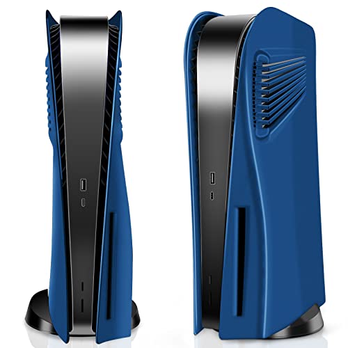 SIKEMAY PS5 Console Cover Plates for Disc Edition, Playstation 5 Accessories Covers Faceplate Custom Hard Shockproof with Cooling Fan Vents Dust Protective ABS Skins Shell Side Panels - Navy Blue