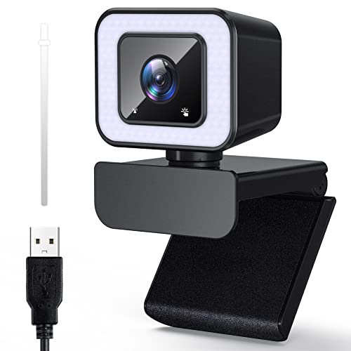 Dricam HD 1080p Webcam with Ring Light,Web Camera with Microphone for Desktop or Laptop,Plug & Play USB Computer Camera for Streaming,Video Calling,Conferencing,Gaming