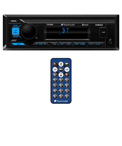 Planet Audio P350MB Car Audio Stereo System - Single Din, Bluetooth Audio and Hands-Free Calling, MP3, USB Audio, USB Charging, AUX Input, AM/FM Radio Receiver, No CD Player