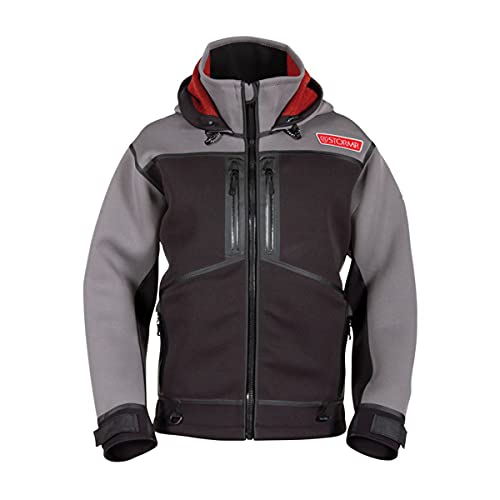 Stormr Strykr Neoprene Jacket or Bib Pants - Wind and Waterproof with Low Pile Stretch Fleece Interior – Lightweight, Warm, Comfortable, Ultra Flexibility – Thermal Welded Seams,Gray,XXL