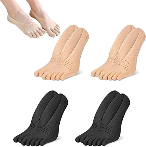 Gaukomzs 4 Pairs Anti Bunions Socks, Projoint Antibunions Health Sock, Bunion Corrector for Women and Men, Strongjoints Bunion Relief Socks, Split Toe Orthopedic Compression Bunions Socks