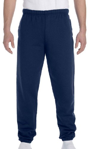 Jerzees Adult 9.5 oz. Super Sweats NuBlend Fleece Pocketed Sweatpants L J NAVY