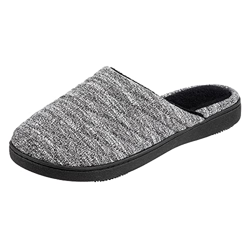 isotoner Women's Space Knit Andrea Clog Slippers, Black, Medium/ 7.5-8 Standard US Width US