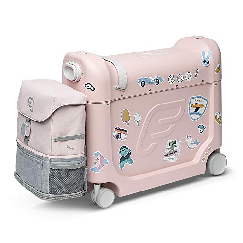 JetKids by Stokke Travel Bundle, Pink - Includes Kid’s Ride-On Suitcase & In-Flight Bed + Crew BackPack - Best for Ages 3-7