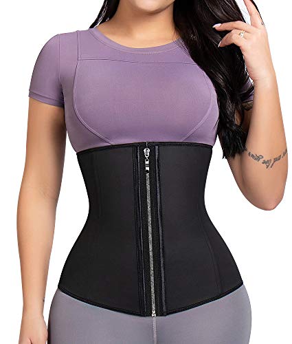 ASHLONE Latex Waist Trainer Corset Underbust Sport Cincher Womens Workout Body Shaper Black