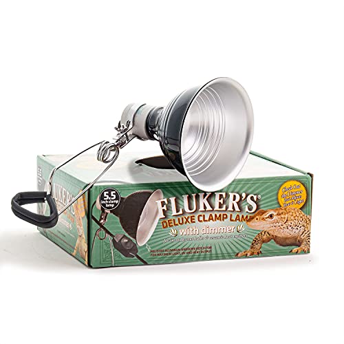 Fluker's Repta-Clamp Lamp 5.5 inch - Heavy Duty Clamp Light, Pet Heat Lamp for Reptiles, Lizards - UL/CUL Approved, 75W Incandescent Bulbs/Ceramic Heat Emitters, with Dimmable Switch