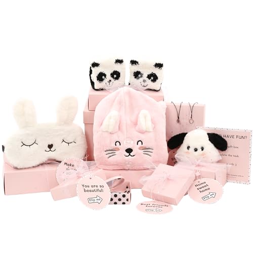 HAPPY LOLLI Gift for Tween and Teen Girls - 8 Wrapped Gifts in 1 Box with Fun Tasks and Cards to Empower Girls. (Pink Lollibox)