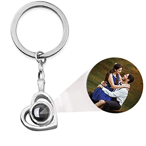 Drawelry Personalized Photo Projection Keychain Heart Shape Angel Wings Love Gift (Sunflower)