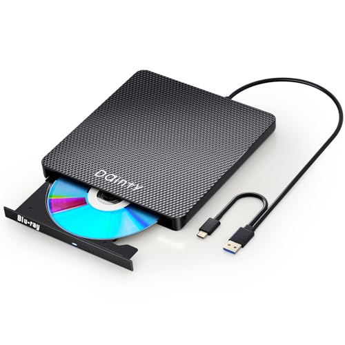 External Blu ray Drive DVD/BD Player Read/Write Portable External Blu-ray Drives USB 3.0 and Type-C External DVD Drive 3D Compatible with/Win7/Win8/Win10/ Mac OS Blu ray Burner