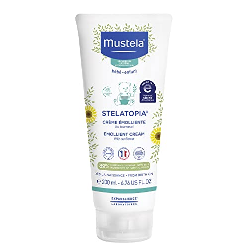 Mustela Stelatopia Eczema-Prone Skin Emollient Baby Cream - Moisturizing Body Lotion with Natural Avocado & Sunflower Oil - Fragrance-Free - 6.76 fl. oz.