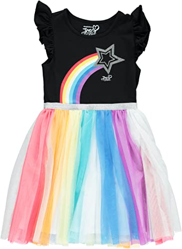 JoJo Siwa Girls Beautiful Rainbow Glitter Tutu Skirt Dress, Shooting Star, X-Small