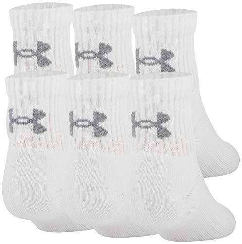 Under Armour Youth Training Cotton Quarter Socks, Multipairs , White (6-Pairs) , Small