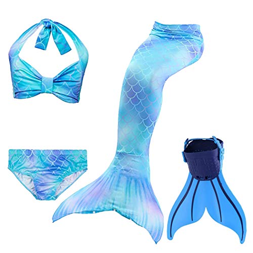Superband Mermaid Tails with Mono Fin Sparkle Mermaid Swimsuit for Kids Girls Boys,7-8 Years