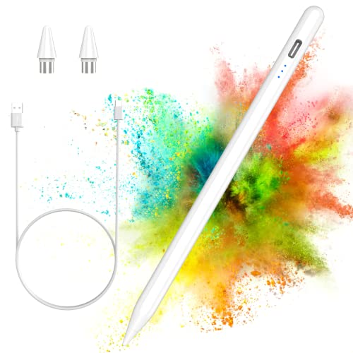 Stylus Pens for Touch Screens,Active Stylus Pen for iPhone/Samsung, iOS/Android Most Tablet,1.5mm Fine Point Rechargeable Digital Stylus Pen for Precise Writing/Drawing（White）