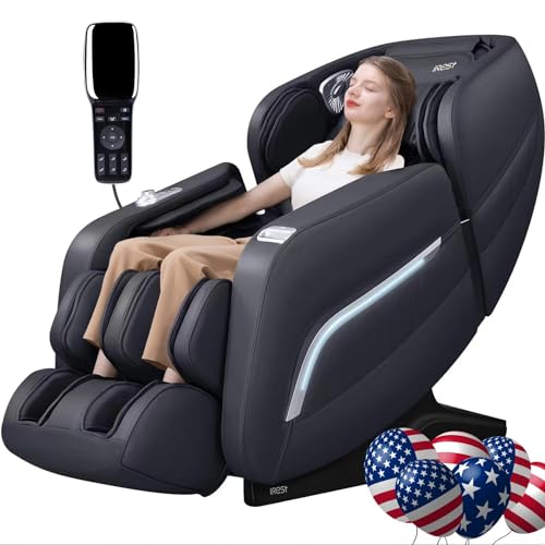 iRest Massage Chair, Full Body Zero Gravity Recliner with AI Voice Control, SL Track, Bluetooth, Yoga Stretching, Foot Rollers, Airbags, Heating (Black)