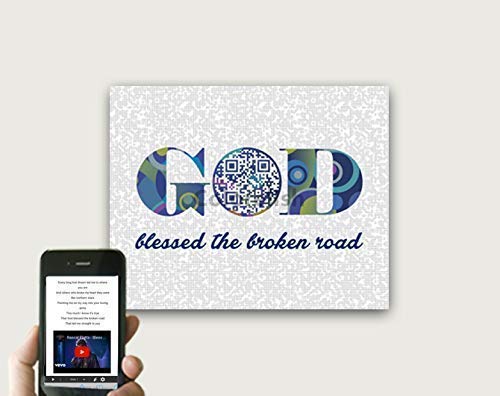 Bless The Broken Road by Rascal Flatts Poster, 1st Paper and 2nd cotton Anniversary Tech Gifts for Husband, QR Code First Dance Song Wall Art, Birthday Gift Ideas for Him Her, Print Only
