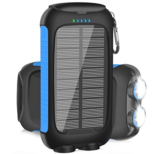Annero Solar-Charger-Power-Bank -38,800mAh Portable Solar Phone Charger, QC3.0 Fast Charger 3.1A Type C & Micro USB Ports with LED Flashlight for All Cell Phone and Electronic Devices