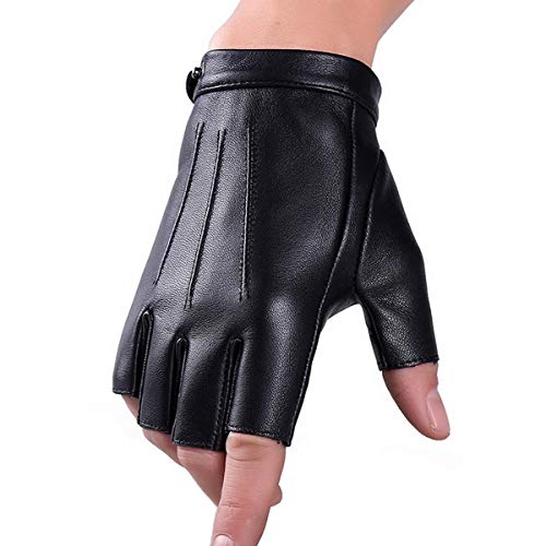 Fingerless Cosplay Gloves PU Faux Leather Outdoor Sport Half Finger Driving Glove for Men Women Teens (Fingerless, M)