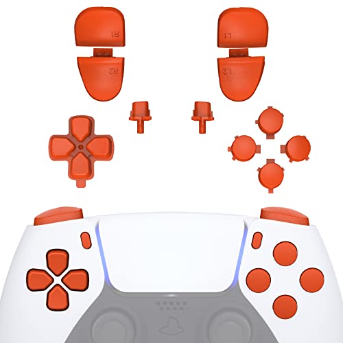 eXtremeRate Replacement D-pad R1 L1 R2 L2 Triggers Share Options Face Buttons, Orange Full Set Buttons Compatible with ps5 Controller BDM-030 BDM-040 - Controller NOT Included