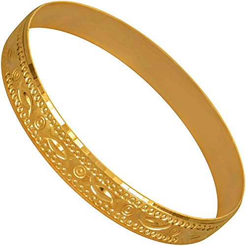 LIFETIME JEWELRY 10mm Bangle Bracelet 24k Real Gold Plated for Women and Girls (2.75)