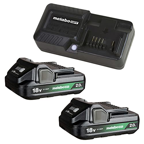 Metabo HPT 18V 2-Pack Batteries and Charger Kit | 2.0 Ah Batteries Include Charge Indicator | UC18YKSLS