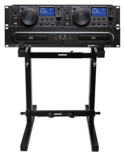 Gemini CDX-2250i Pro DJ Dual Two Deck Rack Mount CD/MP3 Media Player w/USB Bundle with Rockville RXS20 Portable Mixer Stand - Adjustable Height and Width!