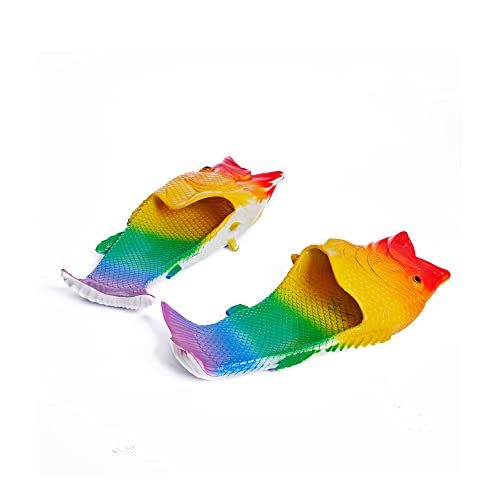 Coddies Fish Flip Flops | The Original Bass Fish Slippers (Rainbow | 5-6 Men | 7-8 Women | EU 38-39)