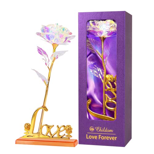 Childom Valentines Gifts for Her with Love Stand,Birthday Gifts for Women,Rainbow Mothers Day Rose Flower Gifts for Mom from Daughter Son,Mom Gifts,Anniversary Wedding Graduation Gifts,Wife,Grandma