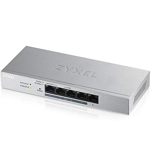 Zyxel 5-Port Gigabit Ethernet Web Managed POE+ Switch | 4 x PoE+ @ 60W | VLAN Support | Sturdy Metal Case | Desktop or Wall-Mount | Lifetime Warranty | QoS | Ethernet Splitter | GS1200-5HPv2