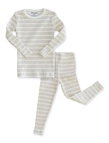 AVAUMA Baby Boys Girls Pajama Set 6M-7T Kids Cute Toddler Snug fit Pjs Cotton Sleepwear (Stripe_Beige Small)