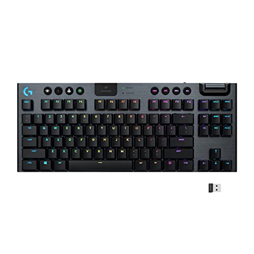 Logitech G915 TKL Tenkeyless Lightspeed Wireless RGB Mechanical Gaming Keyboard, Low Profile Switch Options, Lightsync RGB, Advanced Wireless and Bluetooth Support - Tactile,Black