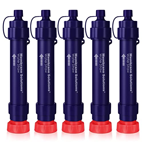 Membrane Solutions Water Filter Straw WS02, Detachable 4-Stage 0.1-Micron Portable Water Filter Camping, 5,000L Water Purifier Survival Gear and Equipment for Hiking Camping Travel and Emergency