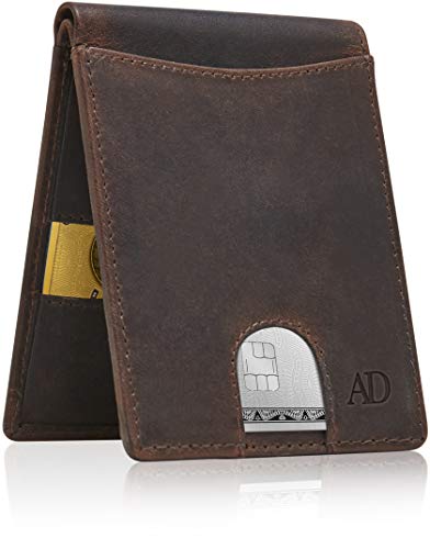 Access Denied Bifold Wallets For Men Slim Wallet - Leather RFID Minimalist Front Pocket Thin Small Mens Wallet Credit Card Holder