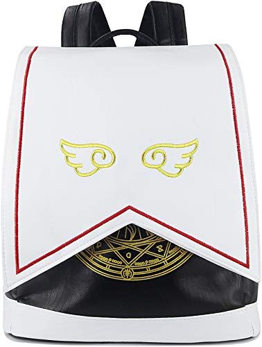 Roffatide Anime Cardcaptor Sakura Backpack Women Synthetic Leather Flap Backpack Embroidery Back Pack